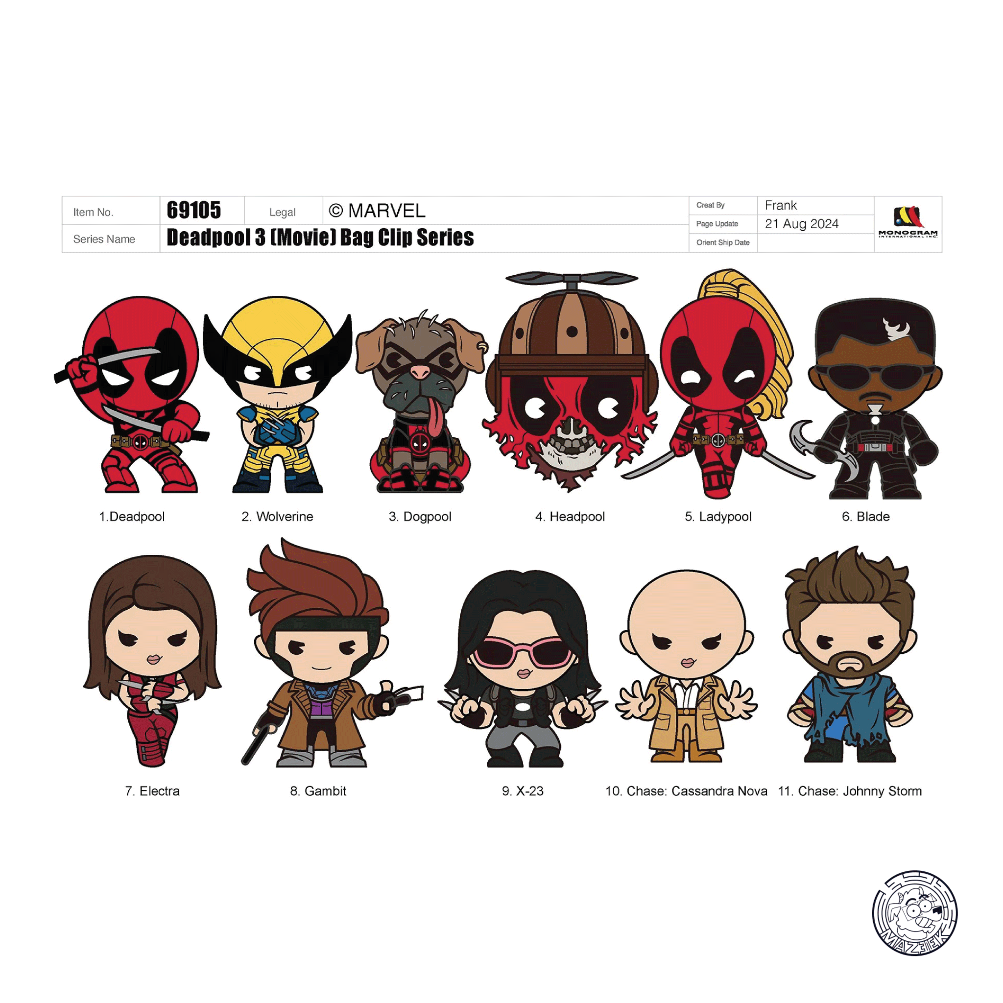 Figure! DEADPOOL - Series 1- 3D Foam Bag Clip (random)