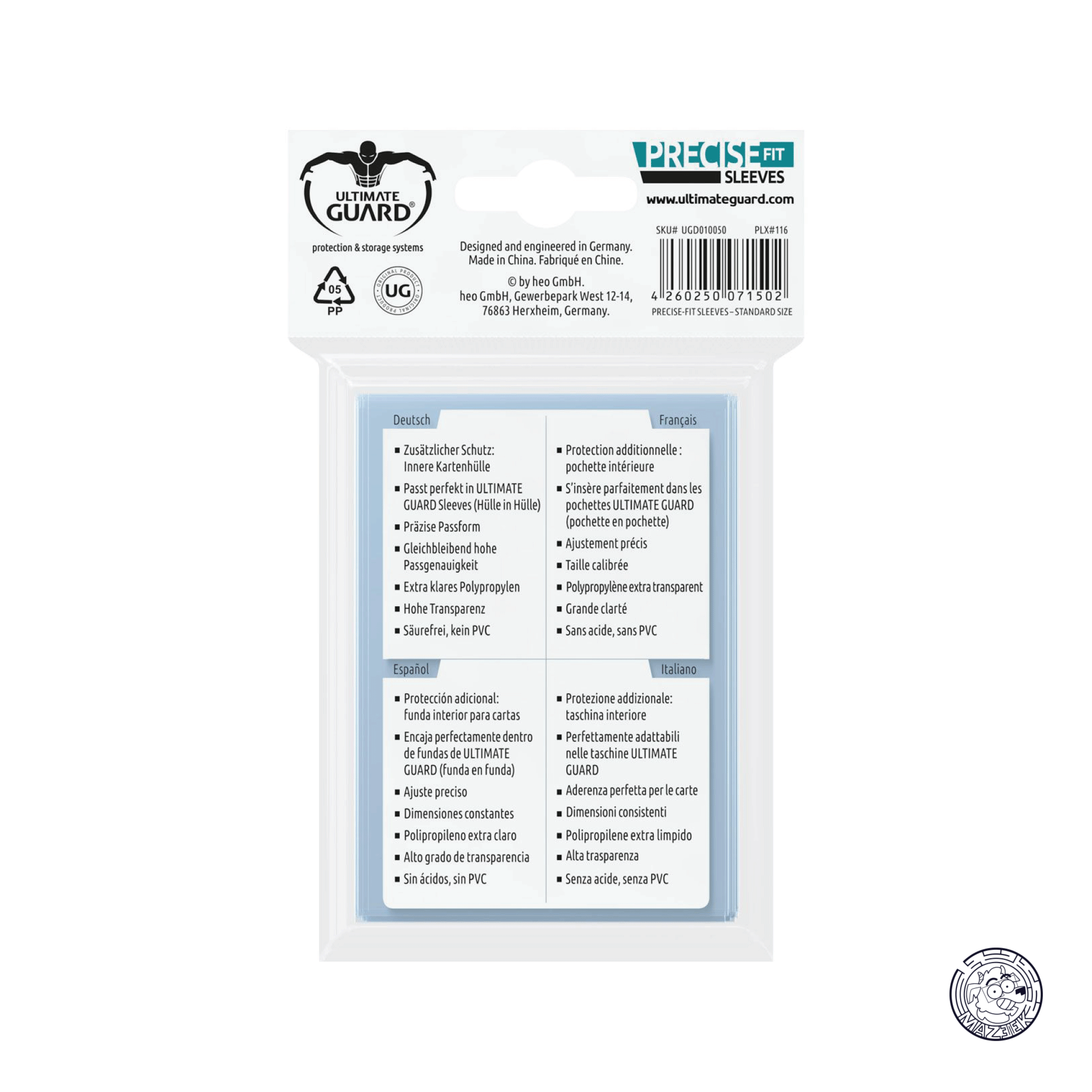 Ultimate Guard - Precise-Fit Sleeves: Standard Size 64x89 mm (Transparent)