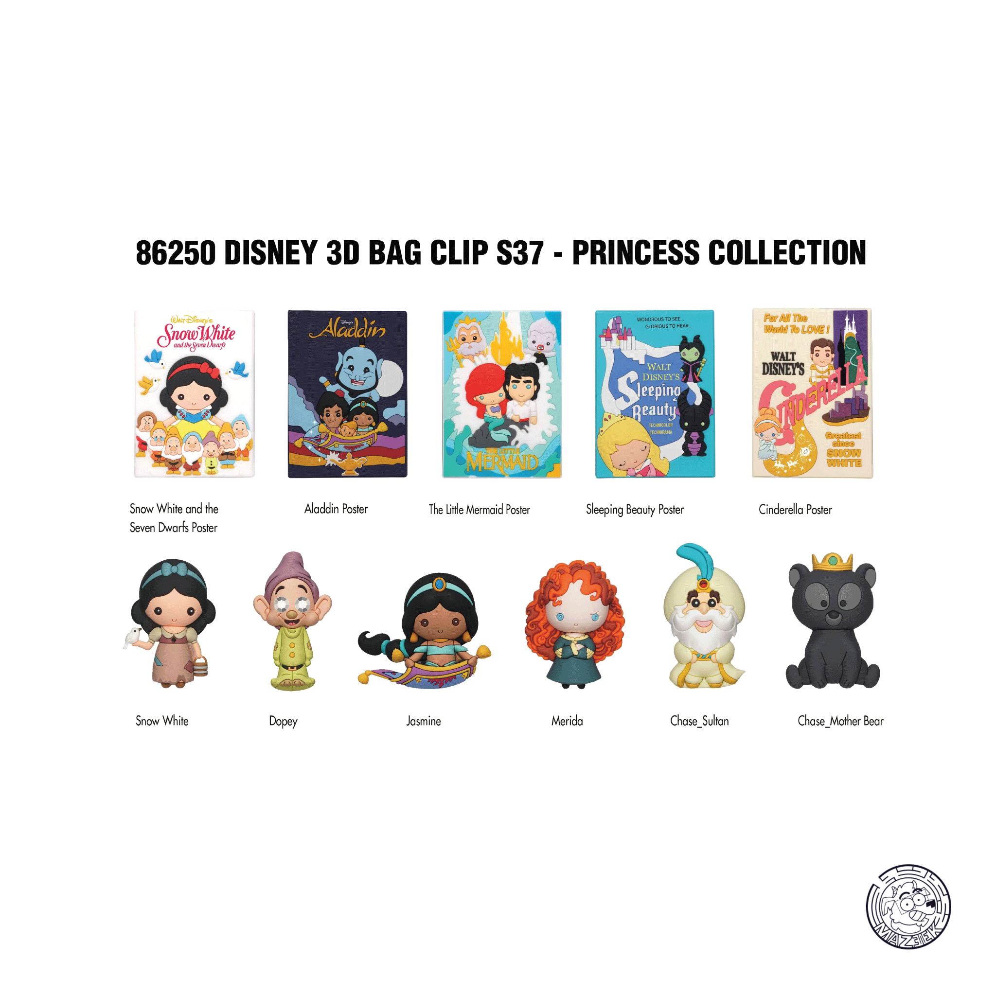 Figure! DISNEY PRINCESS - Series 37 - 3D Foam Bag Clip (random)