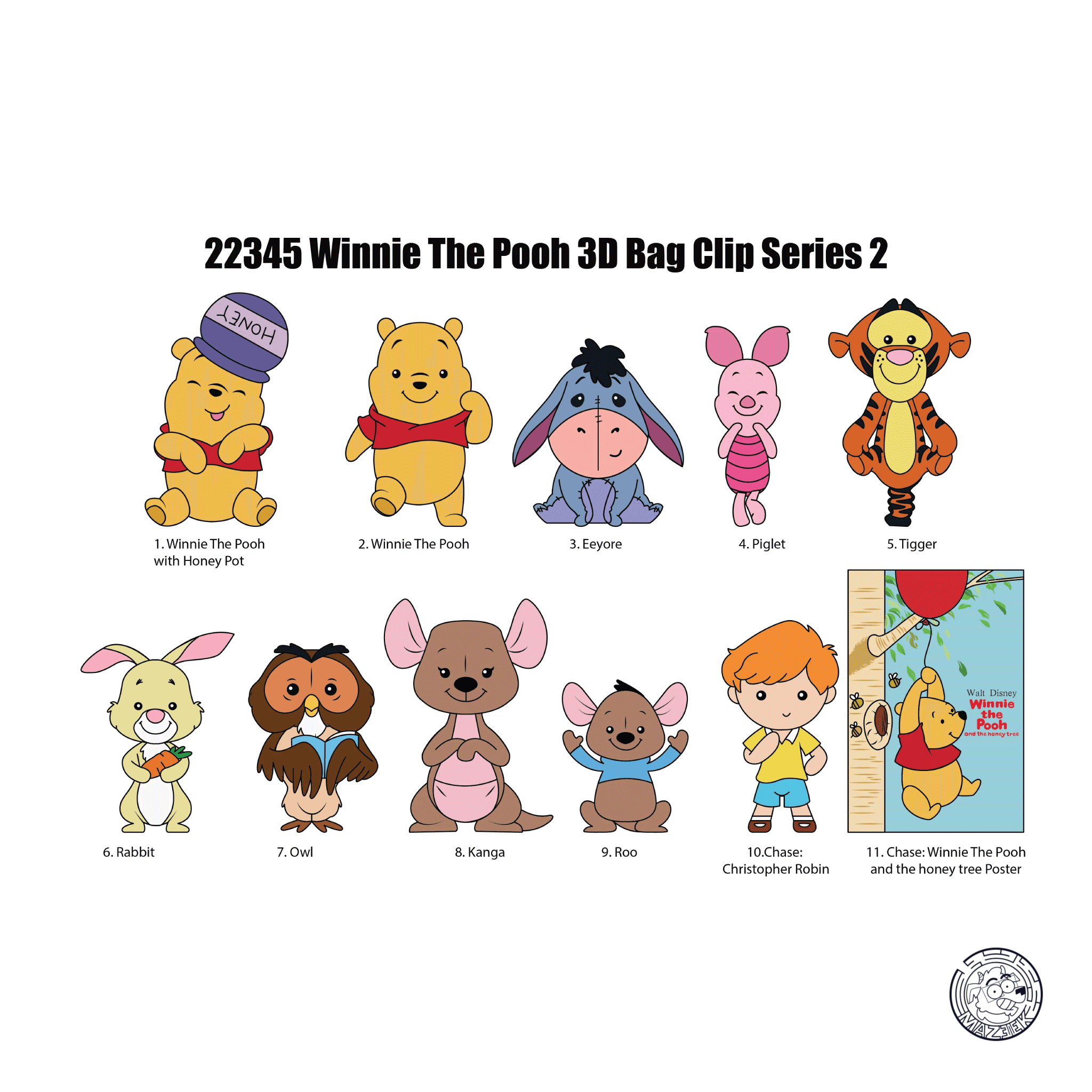 Figure! WINNIE THE POOH - Series 2 - 3D Foam Bag Clip (random)