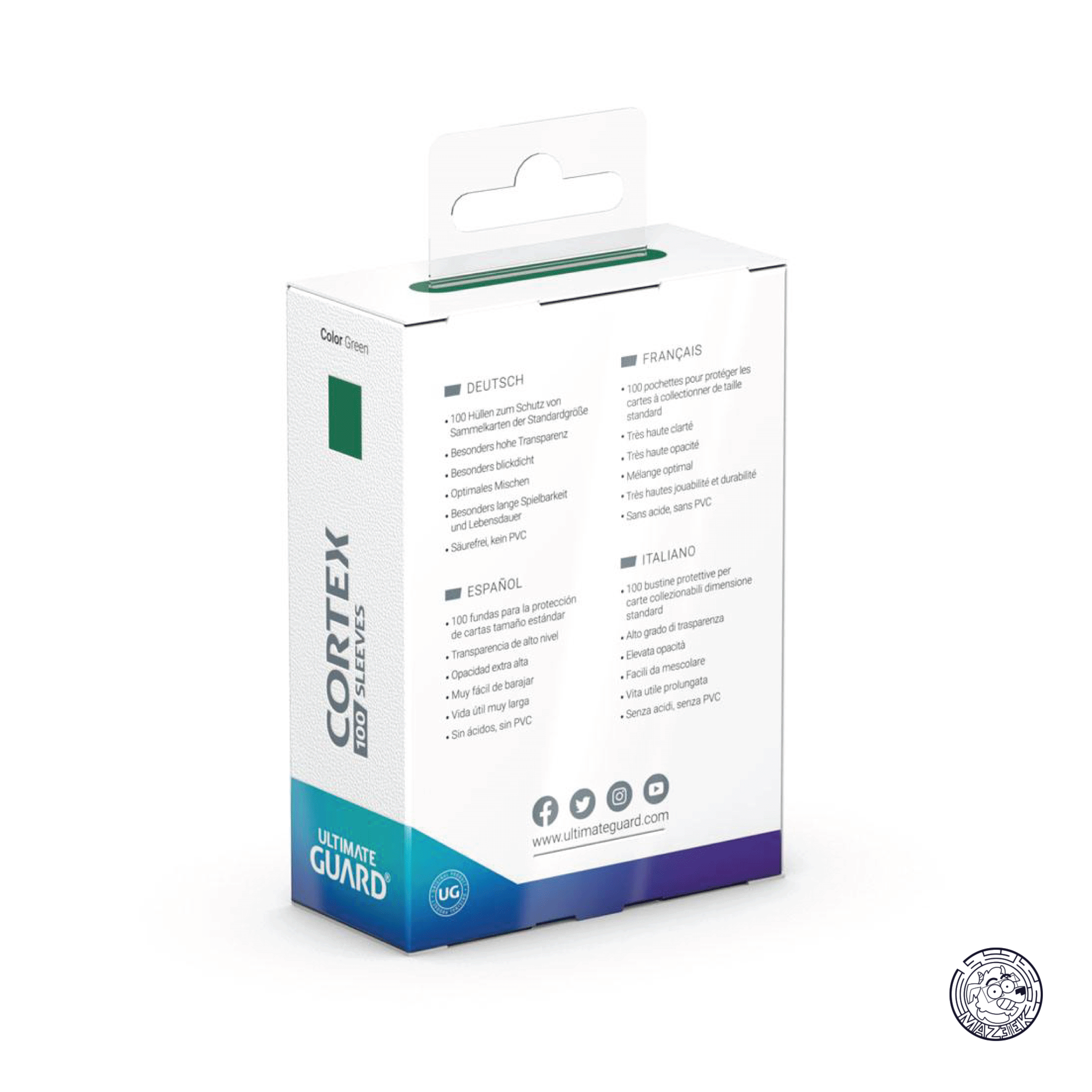 Ultimate Guard - 100 Sleeves Cortex: Standard Size 66x91 mm (Green)