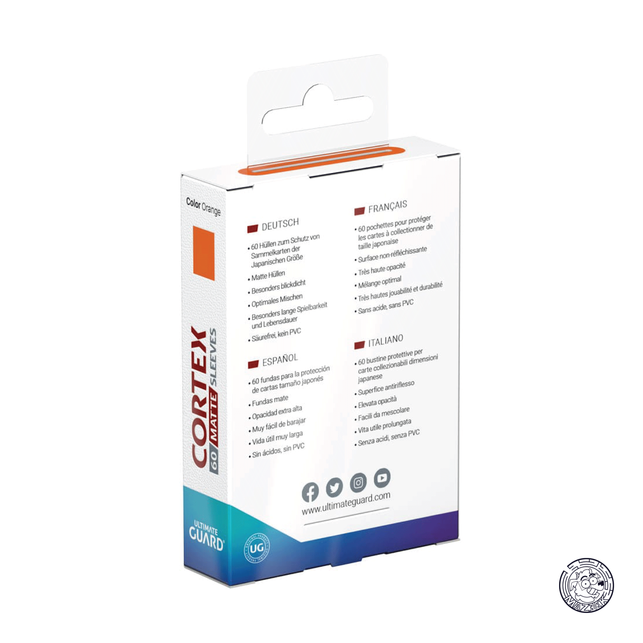 Ultimate Guard - 60 Sleeves Cortex Matte: Japanese Size 62x89 mm (Orange)