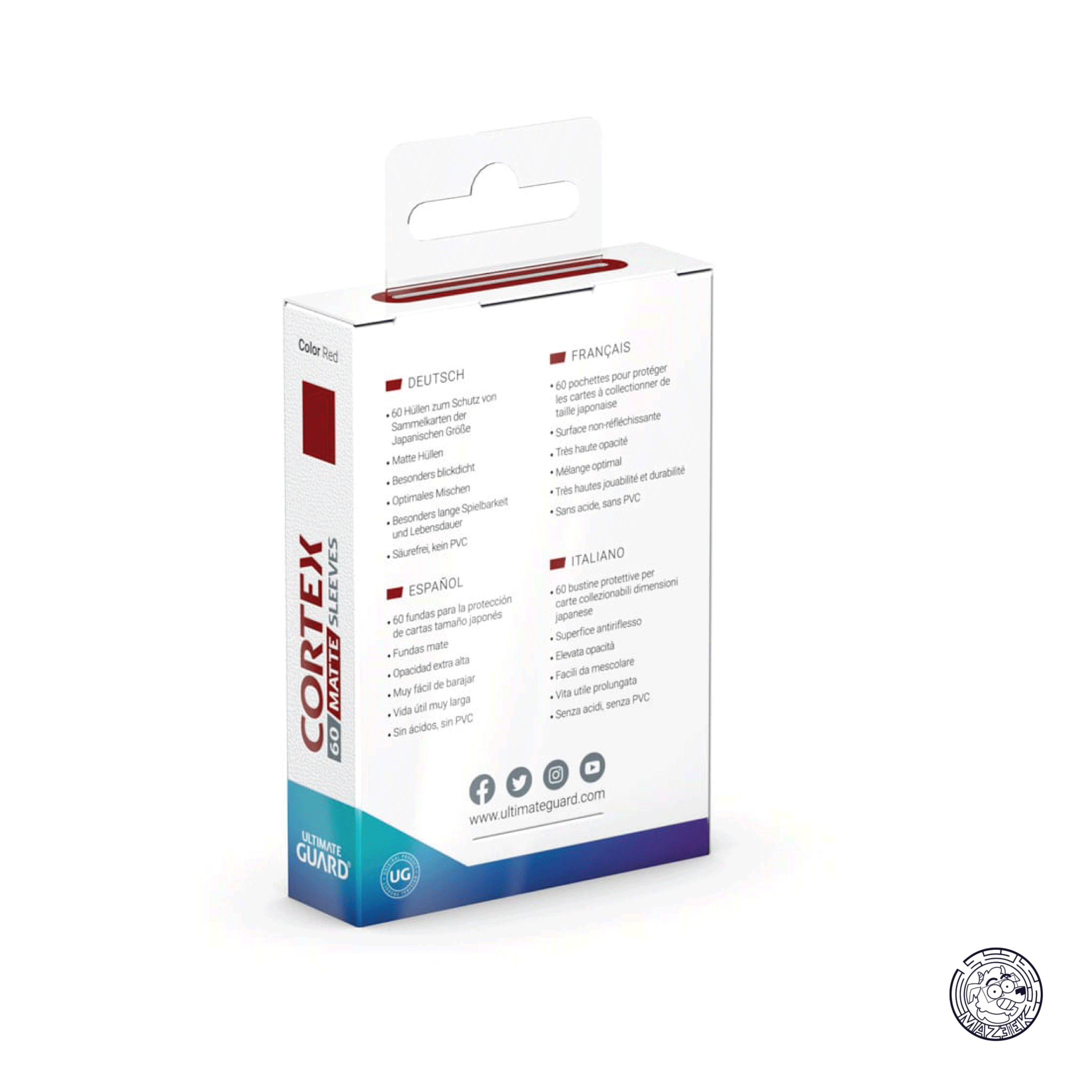 Ultimate Guard - 60 Sleeves Cortex Matte: Japanese Size 62x89 mm (Red)