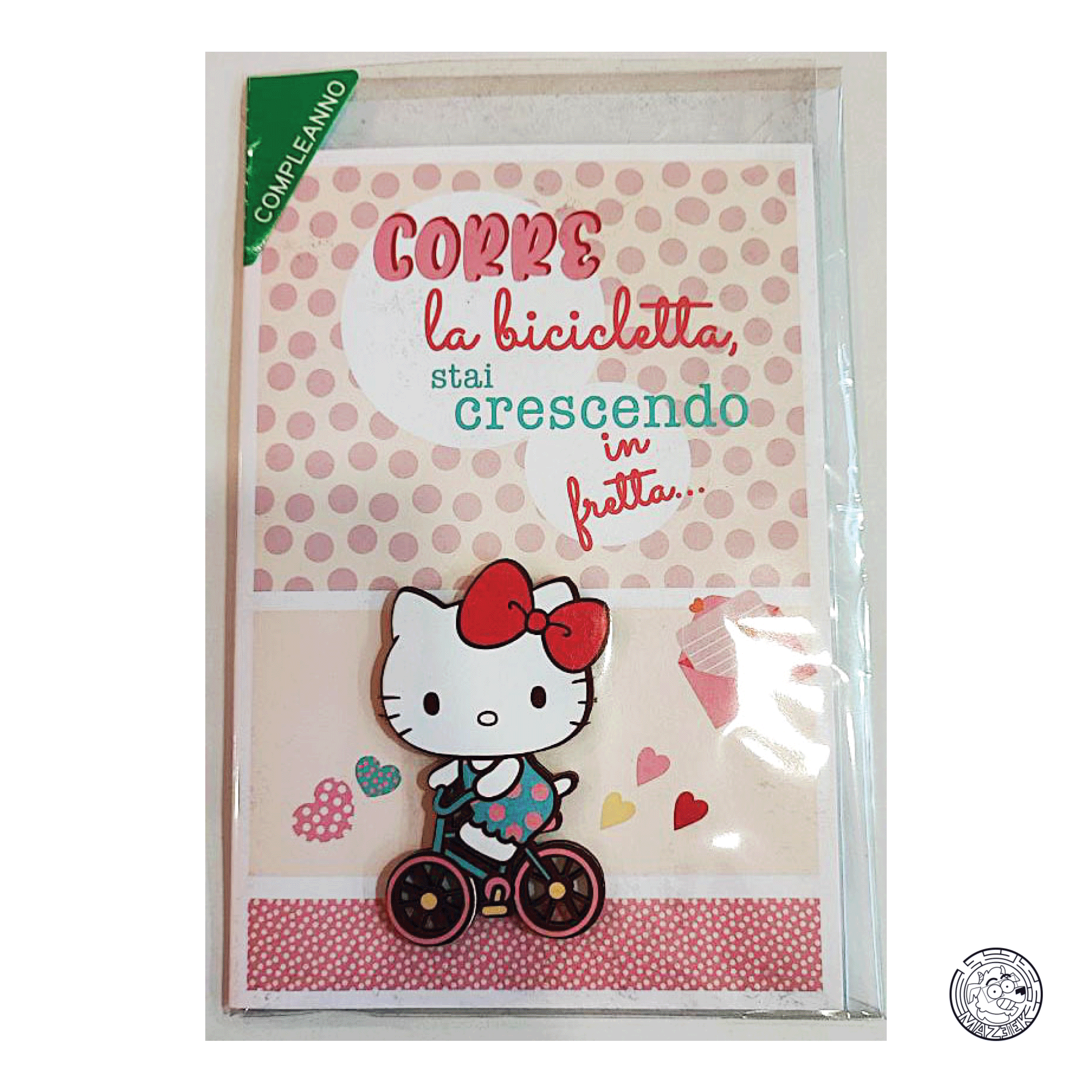 Bigliettino Regalo - Hello Kitty: Corre la Bicicletta, stai crescendo in fretta.