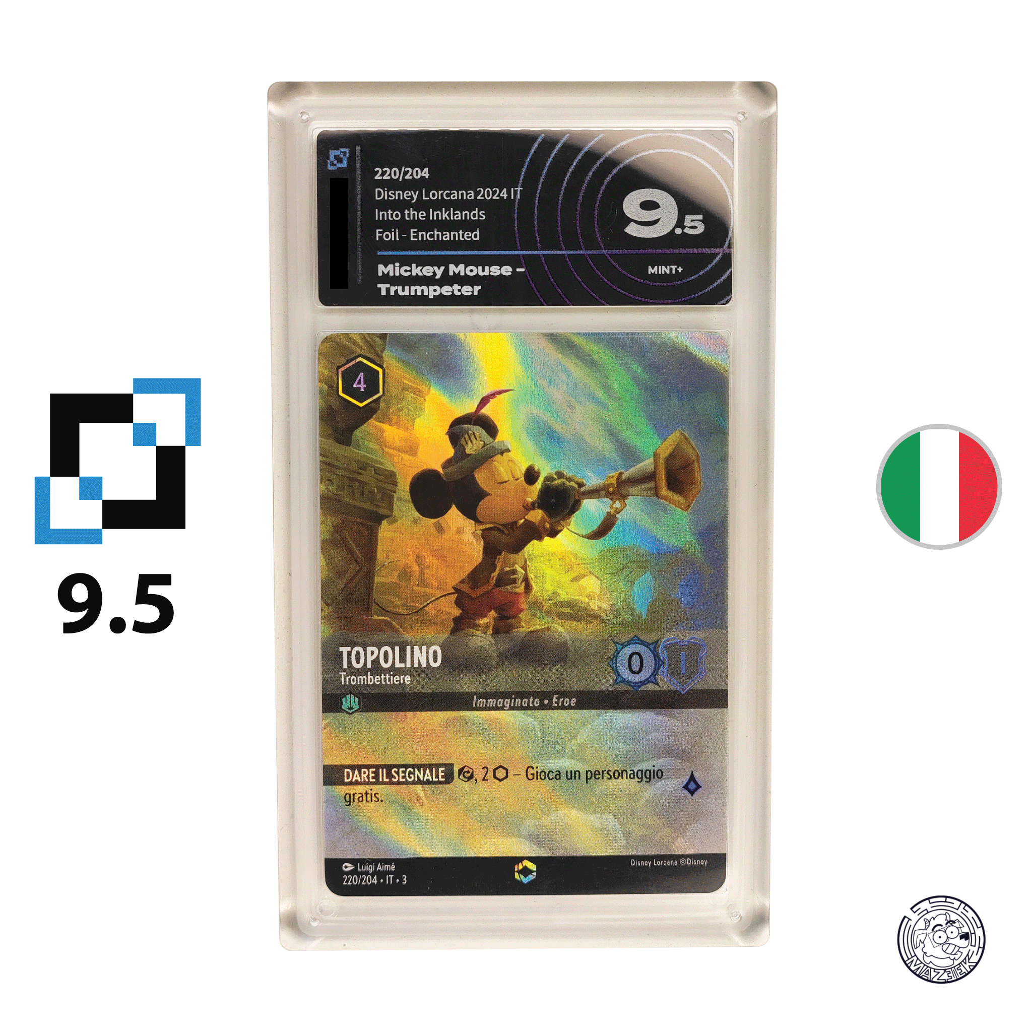 Lorcana! Gradata Ai Grading - Topolino Trombettiere 220/204 (9.5) ITA