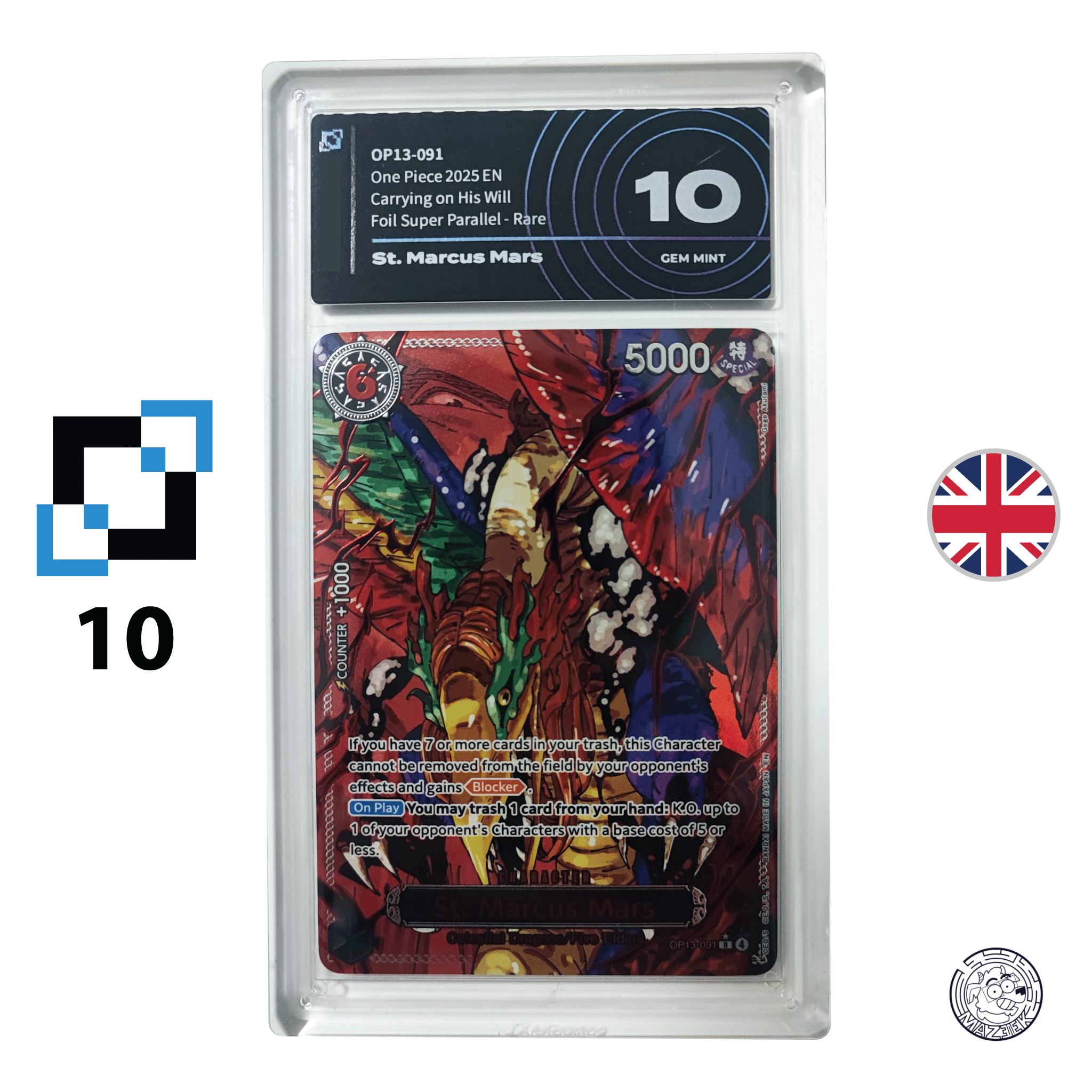 One Piece! Gradata Ai Grading - St. Marcus Mars OP13-091 ALT - GOD PACK (10) ENG