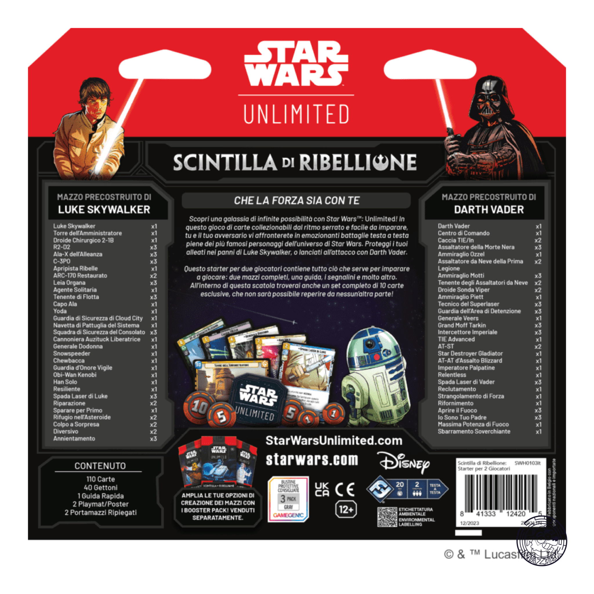 Star Wars Unlimited! Scintilla di Ribellione - Starter per 2 giocatori: Luke Skywalker / Darth Vader