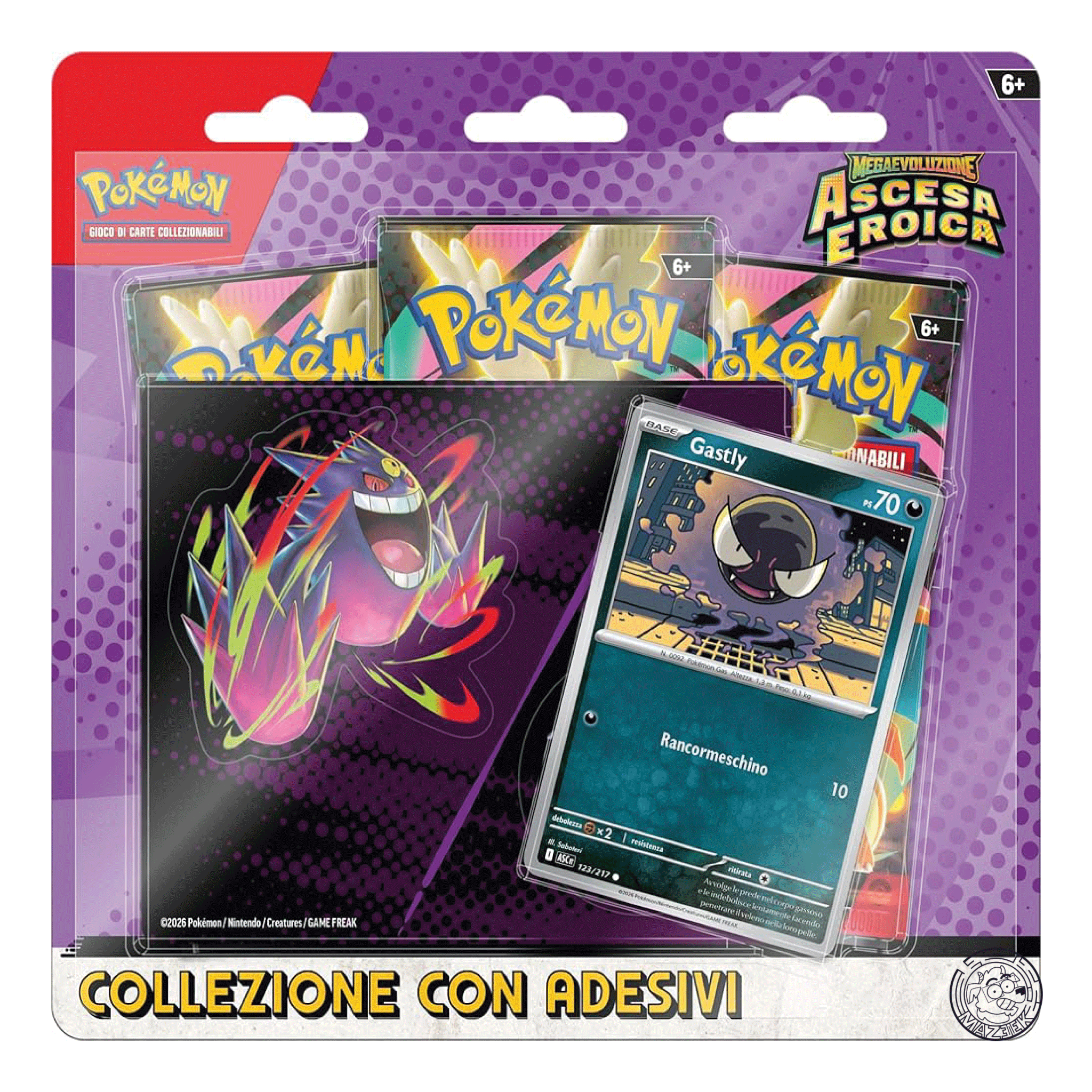 Pokemon! Collezione con Adesivi Megaevoluzione - Ascesa Eroica (Promo Gastly) ITA